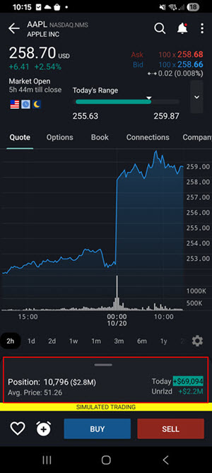 The Mini Position section on the android phone
